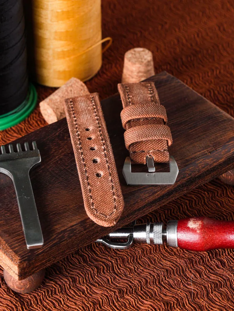 Orange Leather Watch Strap