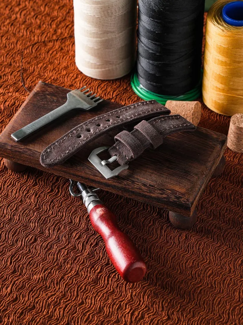 Brown Rolled Leather Watch Strap