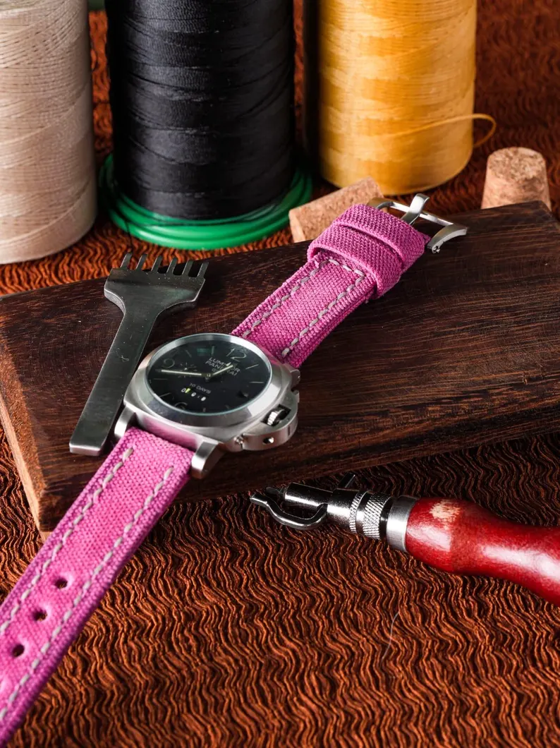 Pink Canvas Watch Strap