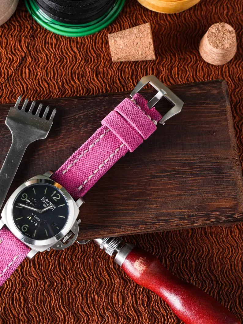 Pink Canvas Watch Strap