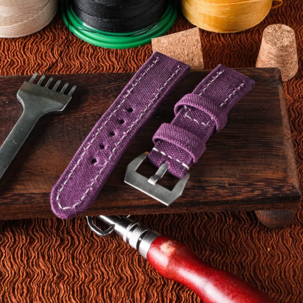 Purple Canvas Watch Strap