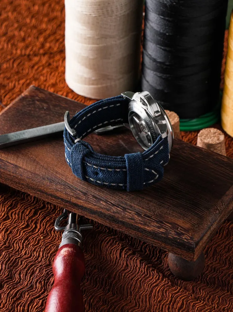 Navy Blue Canvas Watch Strap