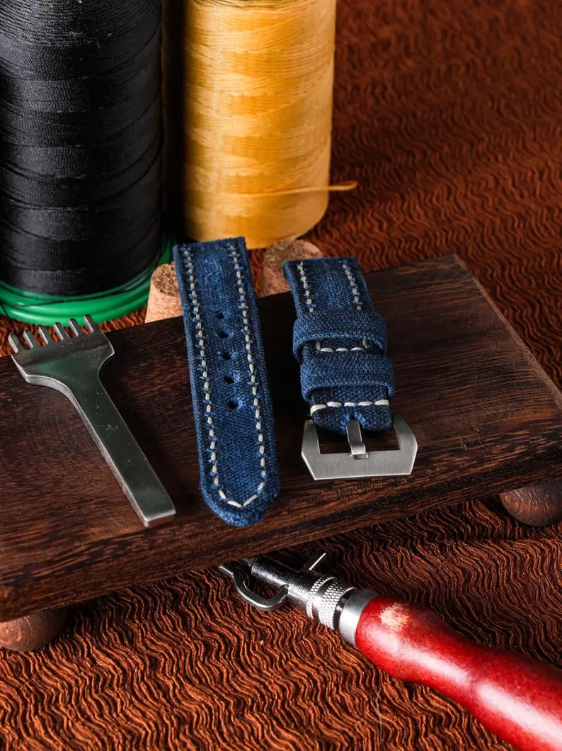 Navy Blue Canvas Watch Strap