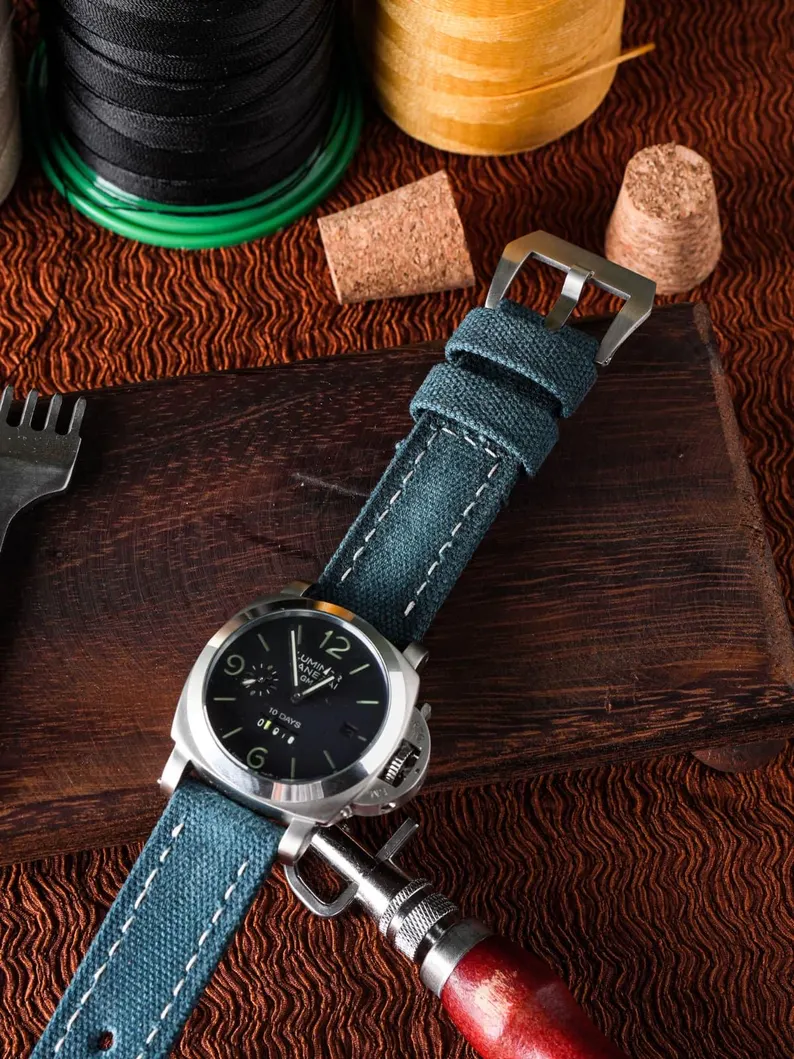 Handmade Forest Green Canvas Watch Strap