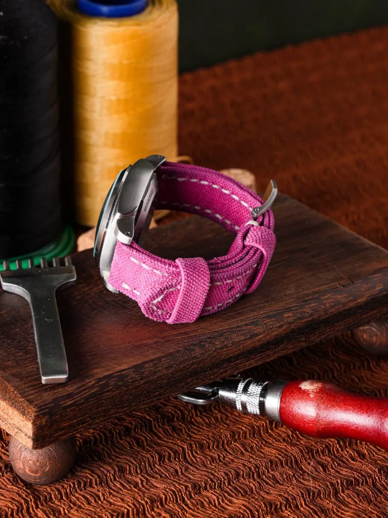 Pink Canvas Watch Strap