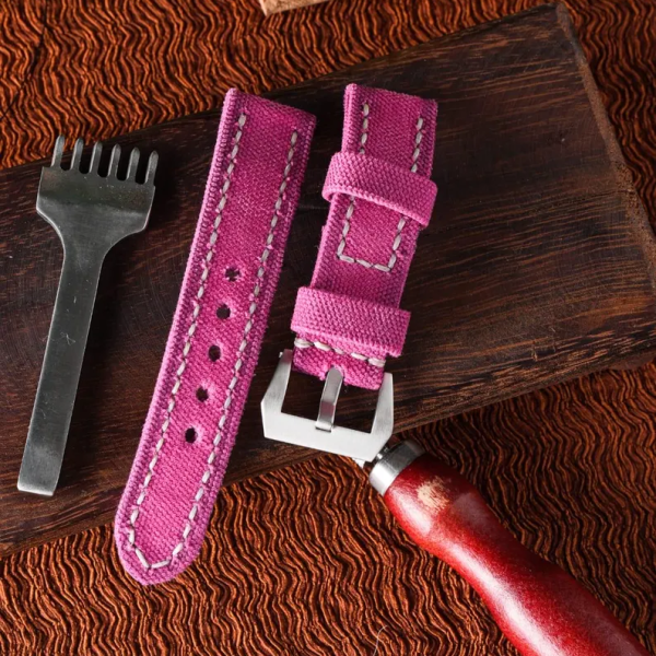 Pink Canvas Watch Strap